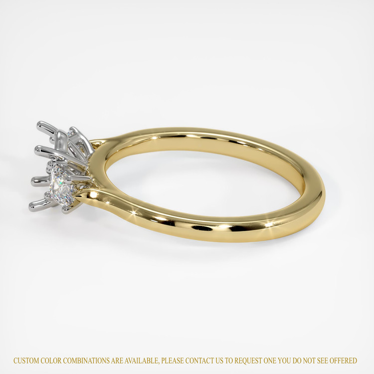 14K White & Yellow Three Stone Ring Setting