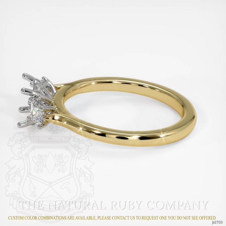 14K White & Yellow Three Stone Ring Setting