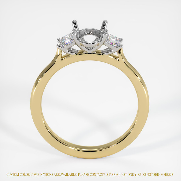 14K White & Yellow Three Stone Ring Setting