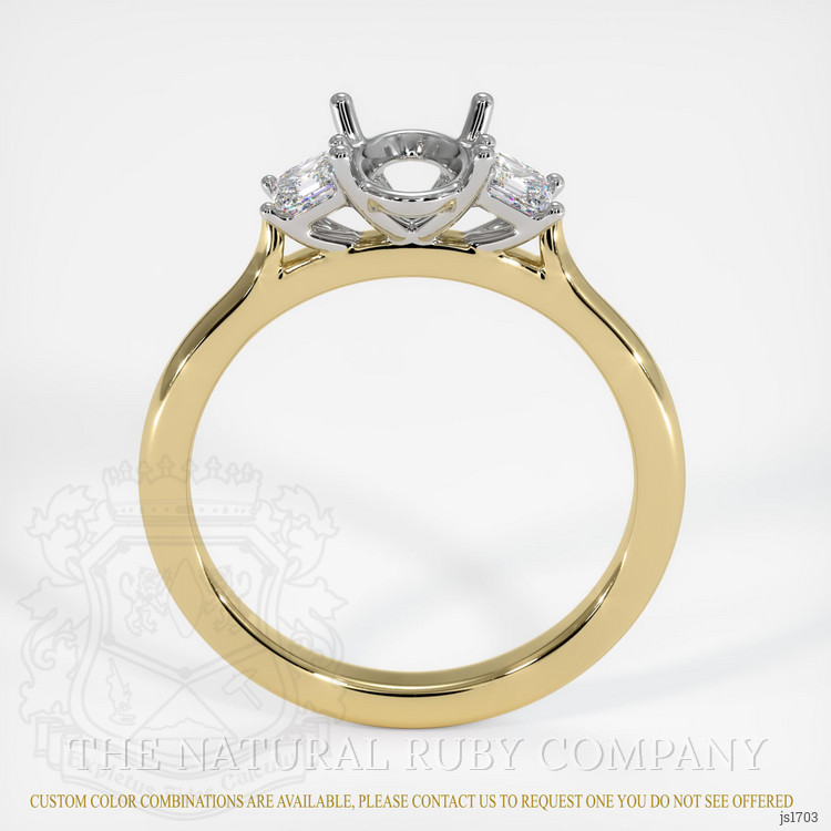 14K White & Yellow Three Stone Ring Setting