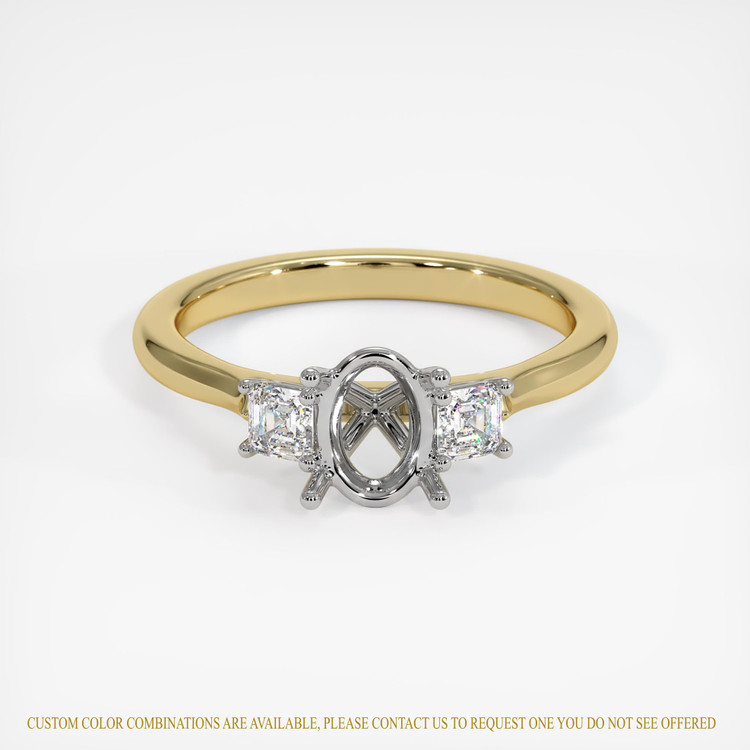 18K White & Yellow Three Stone Ring Setting