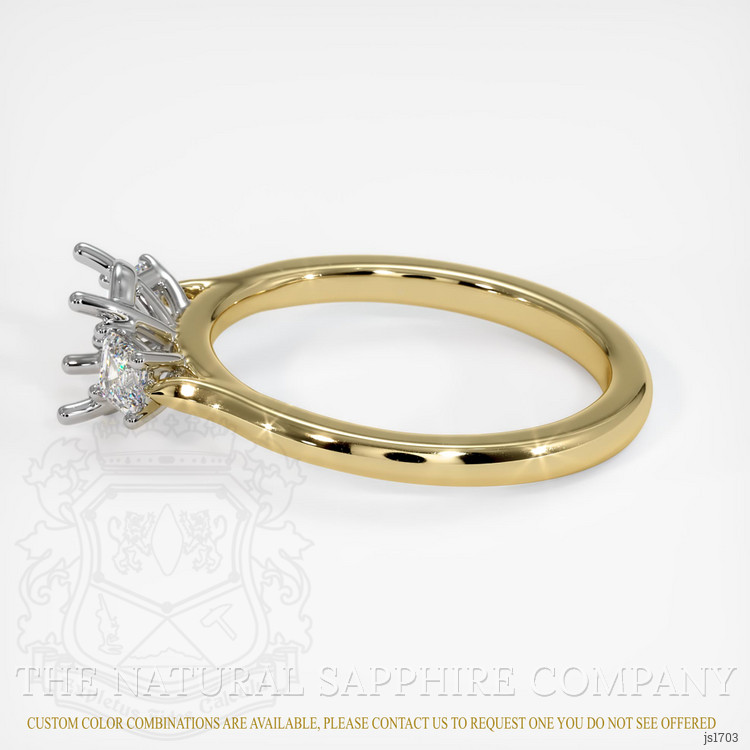 18K White & Yellow Three Stone Ring Setting