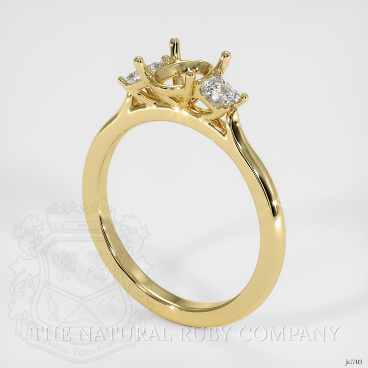 18K Yellow Gold Three Stone Ring Setting