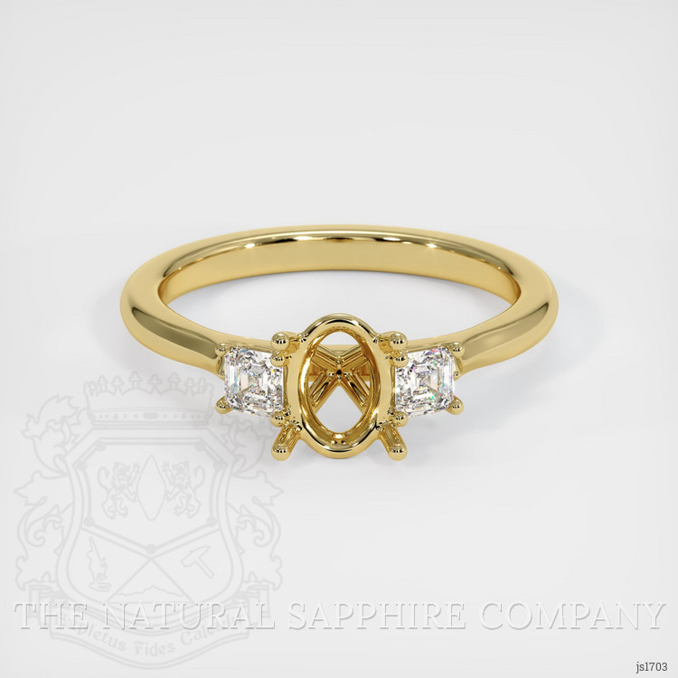 18K Yellow Gold Three Stone Ring Setting