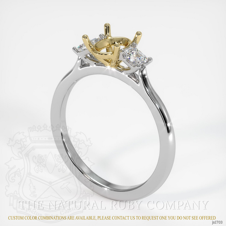 14K Yellow & White Three Stone Ring Setting