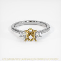 14K Yellow & White Three Stone Ring Setting Image