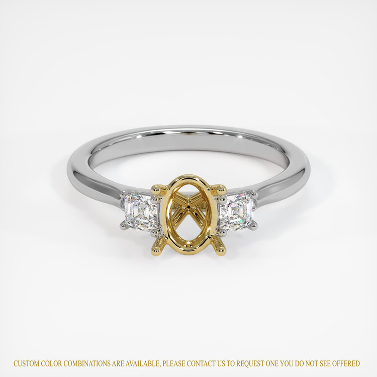 14K Yellow & White Three Stone Ring Setting