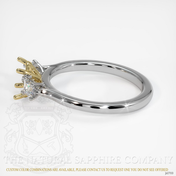 14K Yellow & White Three Stone Ring Setting
