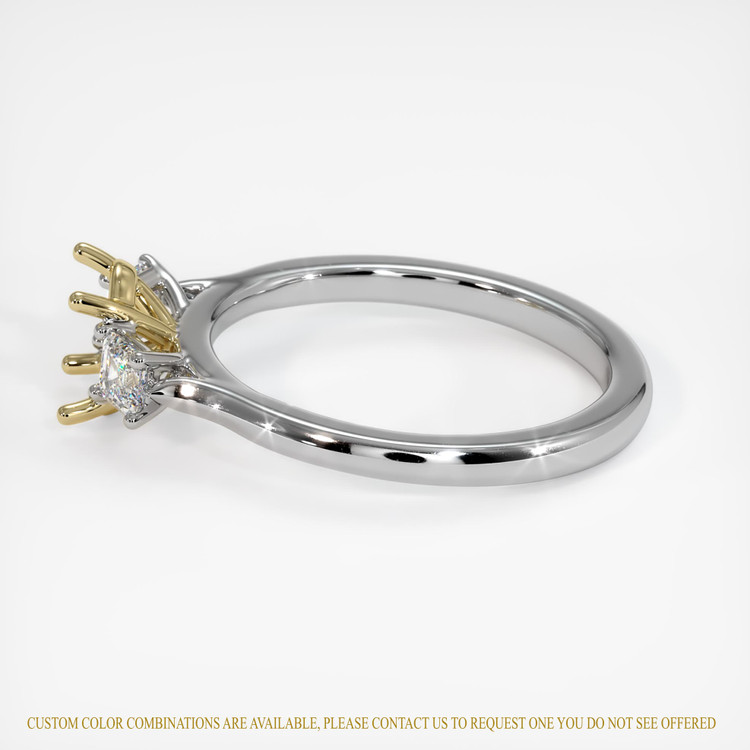 14K Yellow & White Three Stone Ring Setting