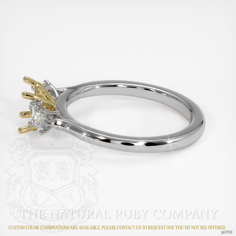 14K Yellow & White Three Stone Ring Setting