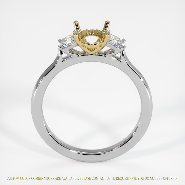 14K Yellow & White Three Stone Ring Setting