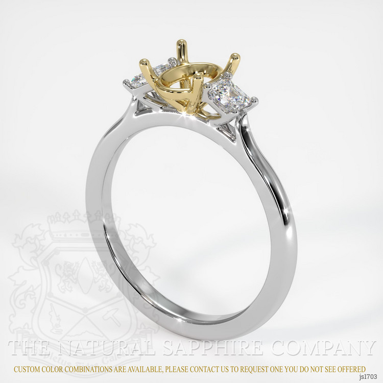 18K Yellow & White Three Stone Ring Setting