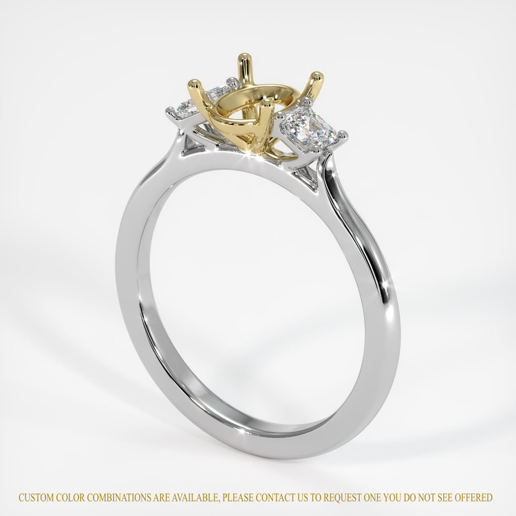 18K Yellow & White Three Stone Ring Setting
