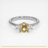 18K Yellow & White Three Stone Ring Setting Image