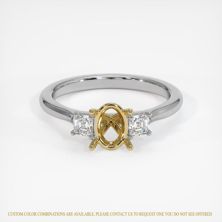 18K Yellow & White Three Stone Ring Setting