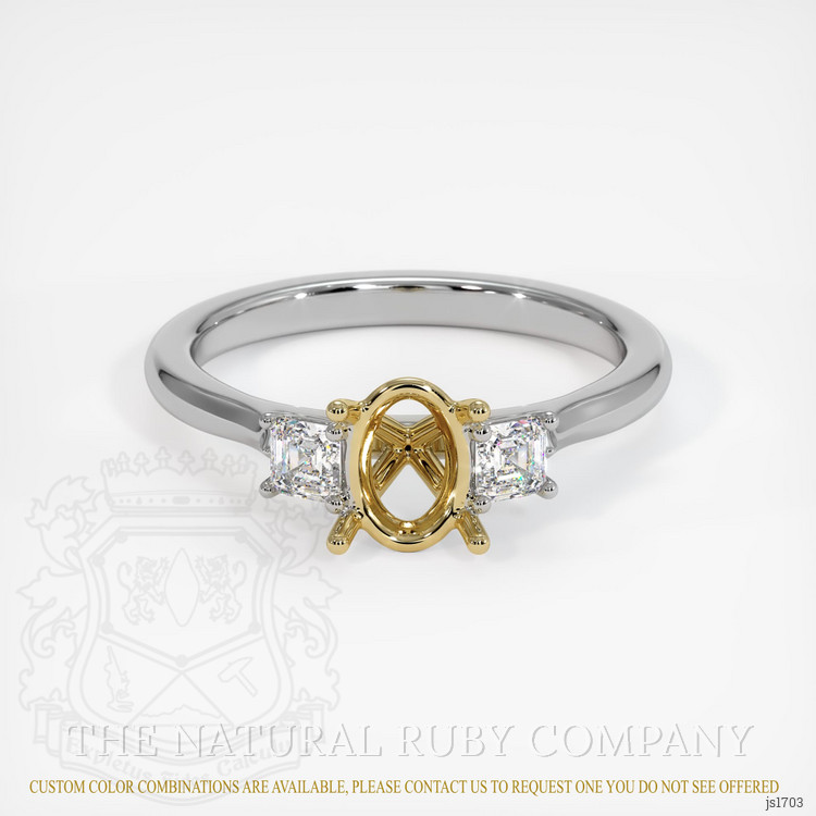 18K Yellow & White Three Stone Ring Setting