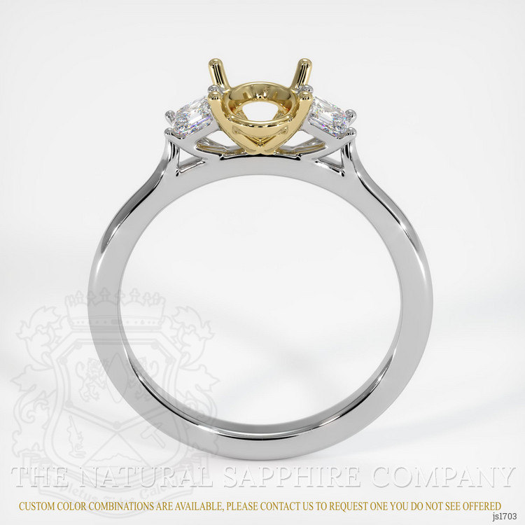 18K Yellow & White Three Stone Ring Setting