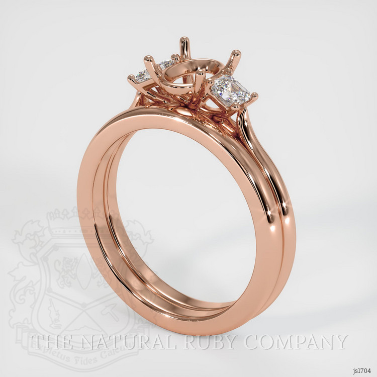 14K Rose Gold Three Stone Ring Setting
