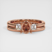 14K Rose Gold Three Stone Ring Setting Image