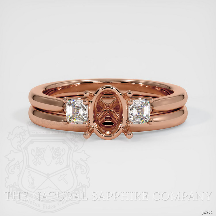 14K Rose Gold Three Stone Ring Setting