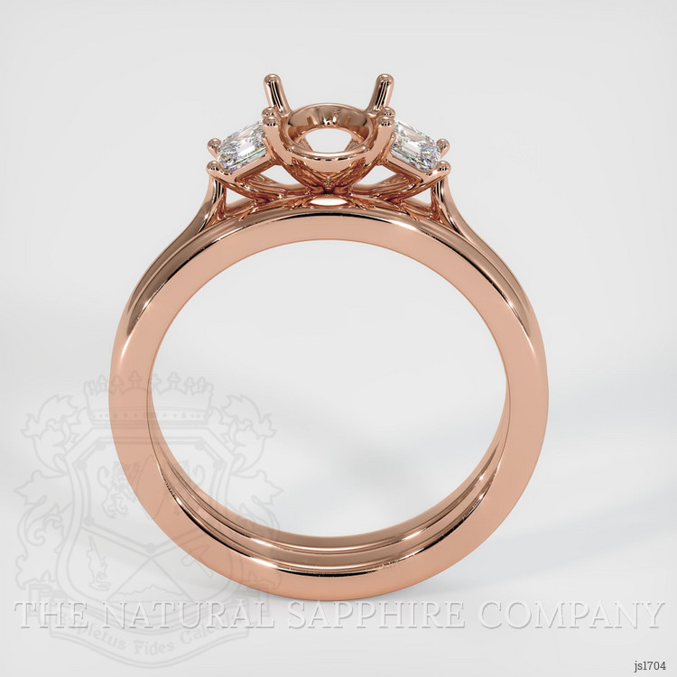 14K Rose Gold Three Stone Ring Setting