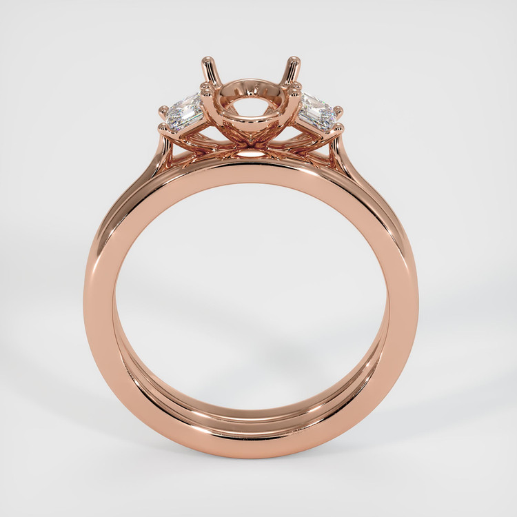 14K Rose Gold Three Stone Ring Setting