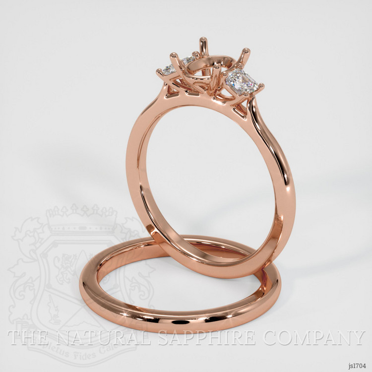 14K Rose Gold Three Stone Ring Setting