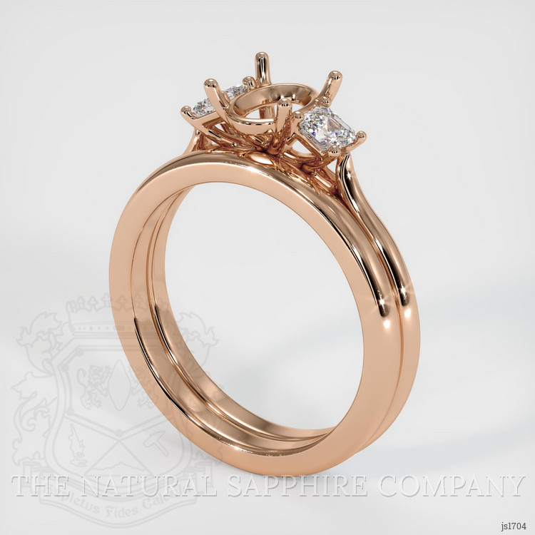 18K Rose Gold Three Stone Ring Setting