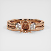 18K Rose Gold Three Stone Ring Setting Image