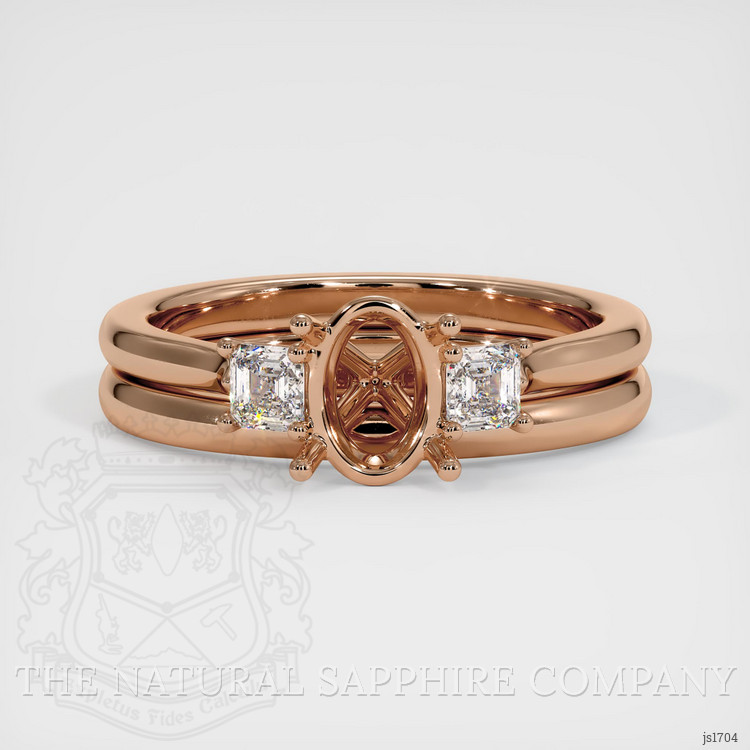 18K Rose Gold Three Stone Ring Setting