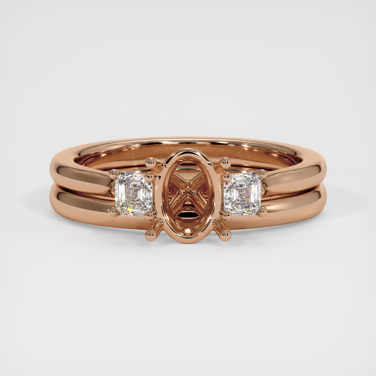 18K Rose Gold Three Stone Ring Setting