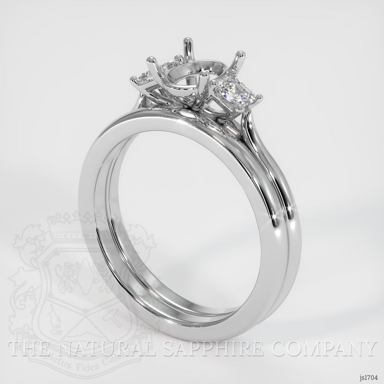 10K White Gold Three Stone Ring Setting