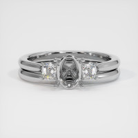14K White Gold Three Stone Ring Setting Image