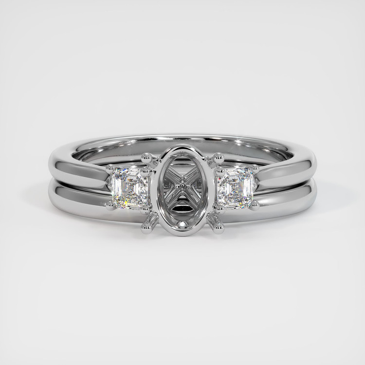 14K White Gold Three Stone Ring Setting