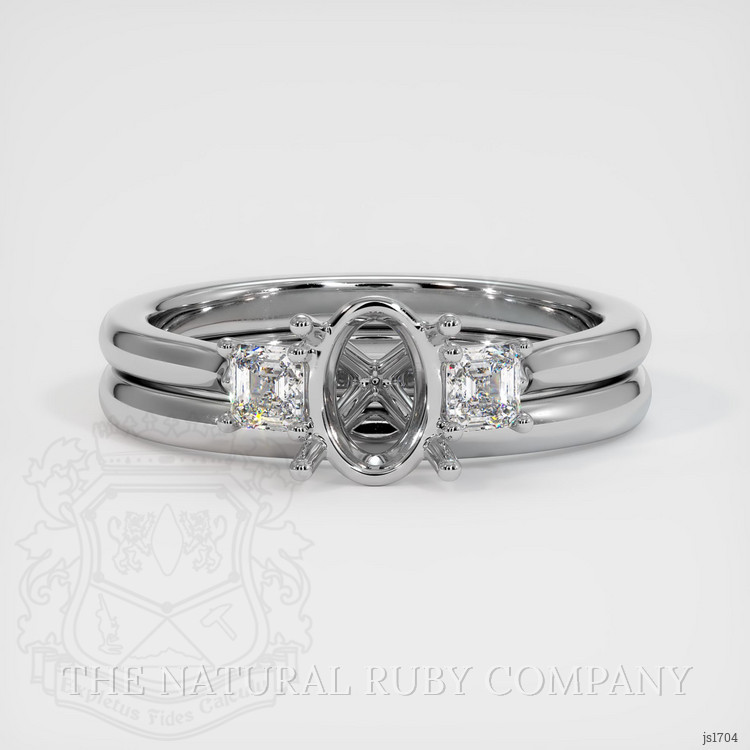 14K White Gold Three Stone Ring Setting