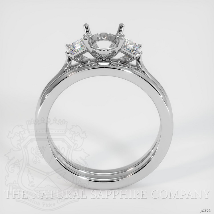 18K White Gold Three Stone Ring Setting