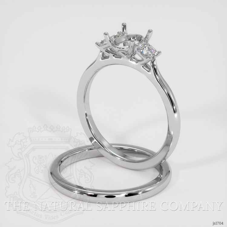18K White Gold Three Stone Ring Setting
