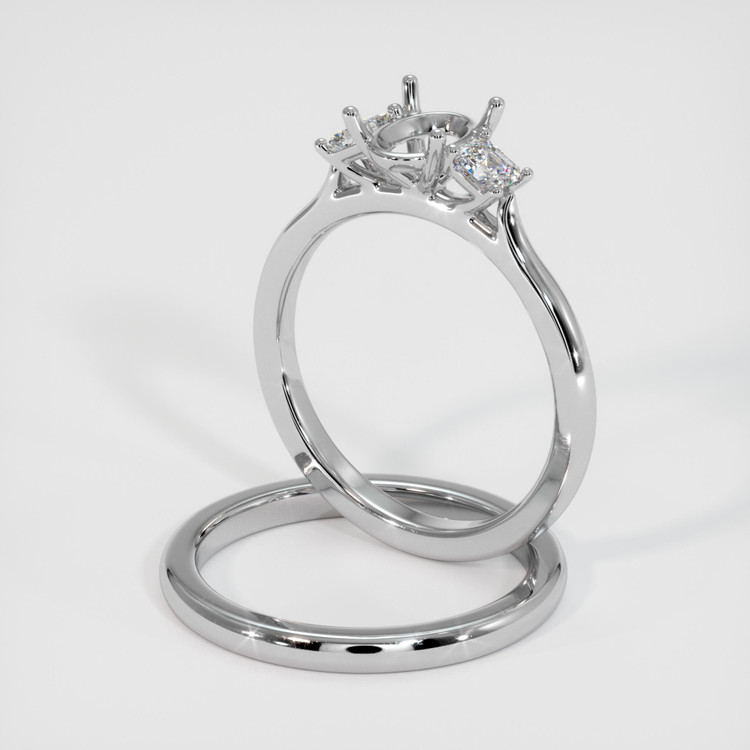 18K White Gold Three Stone Ring Setting