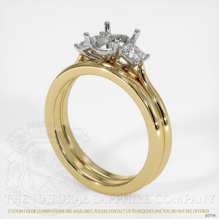 14K White & Yellow Three Stone Ring Setting