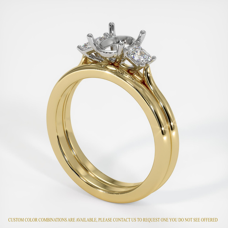 14K White & Yellow Three Stone Ring Setting