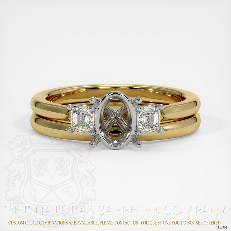14K White & Yellow Three Stone Ring Setting