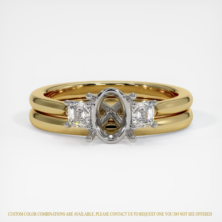 14K White & Yellow Three Stone Ring Setting
