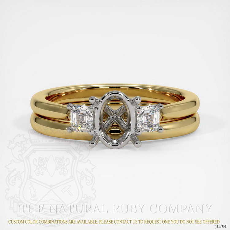 14K White & Yellow Three Stone Ring Setting