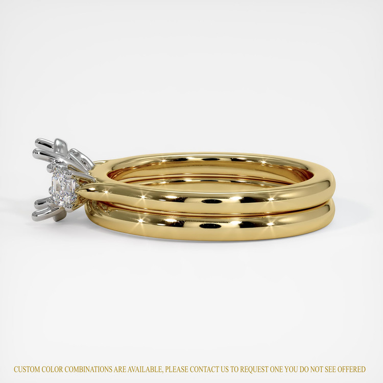 14K White & Yellow Three Stone Ring Setting