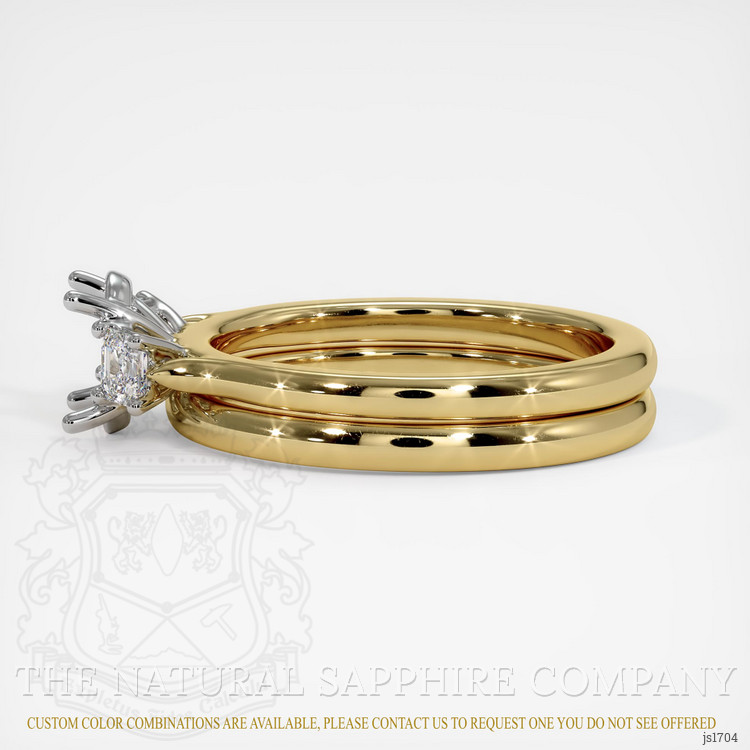 14K White & Yellow Three Stone Ring Setting