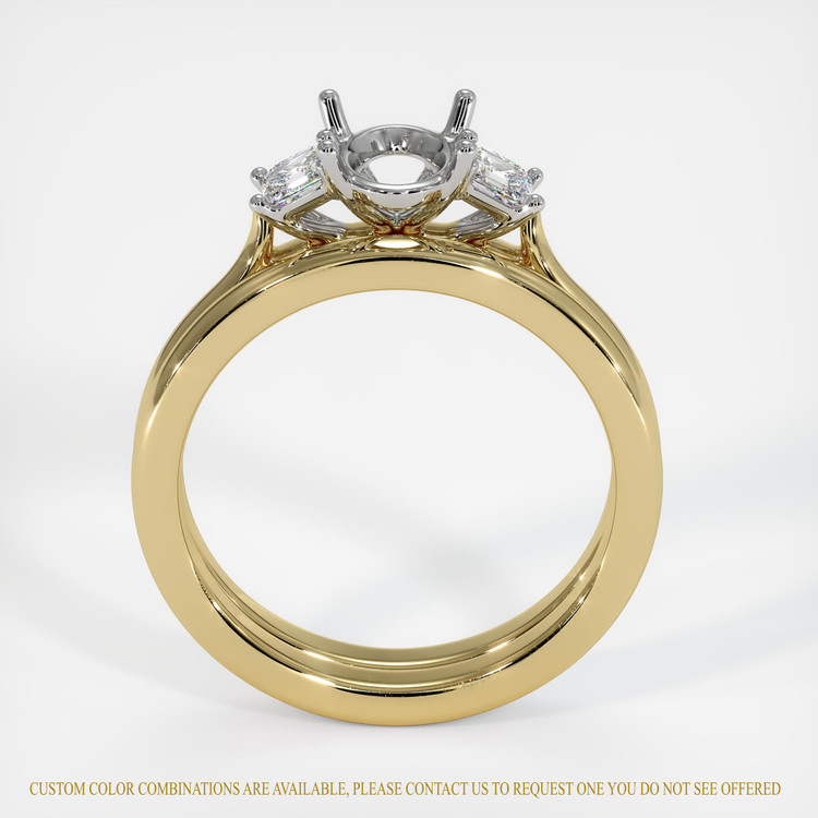 14K White & Yellow Three Stone Ring Setting