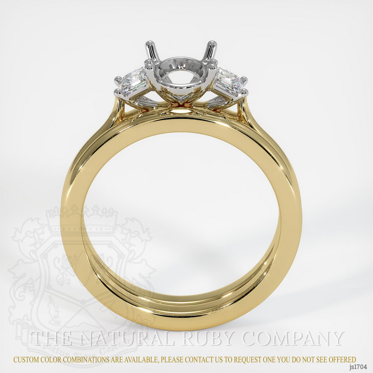14K White & Yellow Three Stone Ring Setting