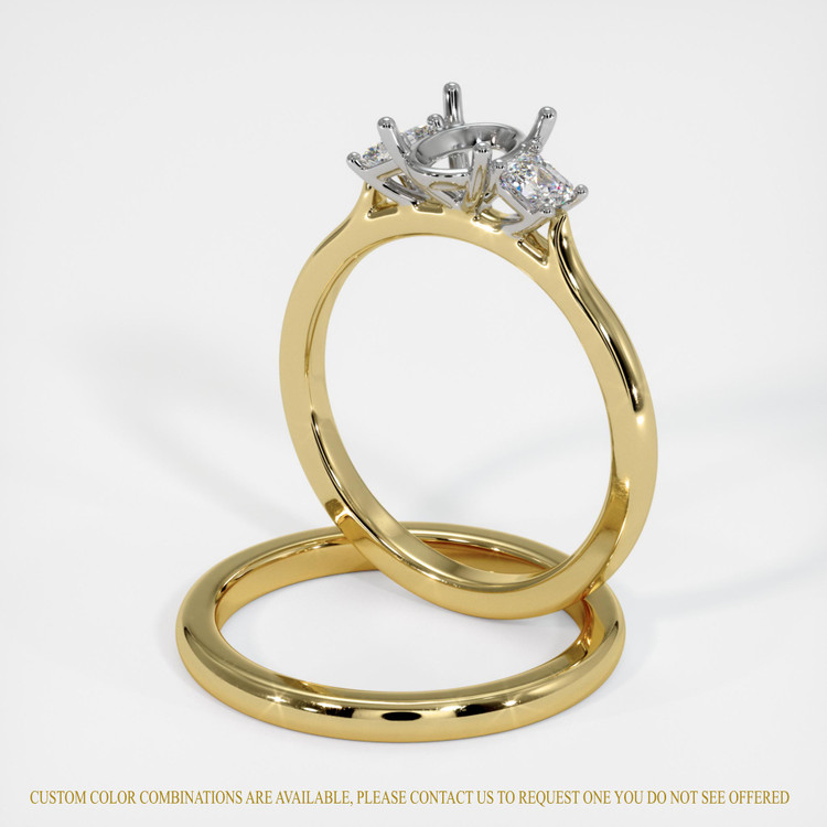 14K White & Yellow Three Stone Ring Setting