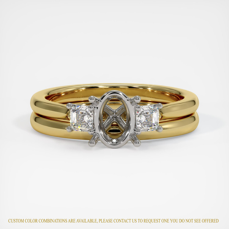 18K White & Yellow Three Stone Ring Setting