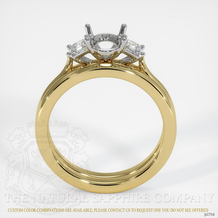 18K White & Yellow Three Stone Ring Setting